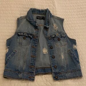 Blue Age Distressed Denim button front Vest size small